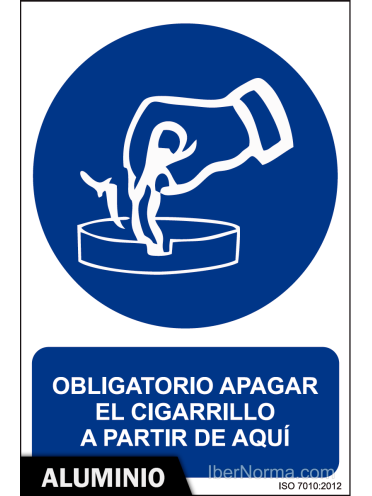Señal Aluminio - Obligatorio apagar el cigarrillo a partir de aquí - NMZ (Normaluz)