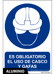 Señal Aluminio - Es obligatorio el uso de casco y gafas - NMZ (Normaluz)