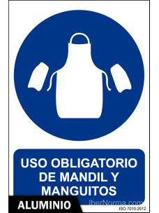 Señal Aluminio - Uso obligatorio de mandil y manguitos - NMZ (Normaluz)