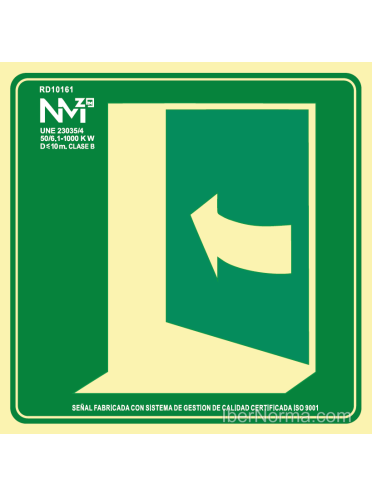 Señal Puerta de Evacuación Izquierda (Sólo Pictograma) - PVC - NMZ (Normaluz)