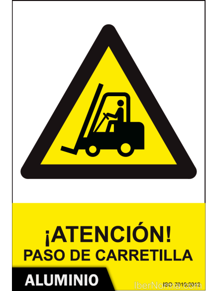 Señal Aluminio - ¡Atención! Paso de carretilla - NMZ (Normaluz)