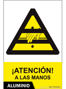 Señal Aluminio - ¡Atención! A las manos - NMZ (Normaluz)