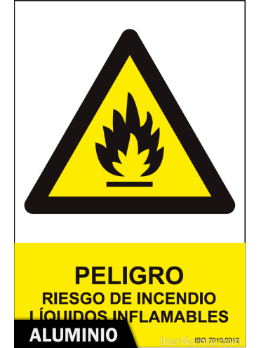 Señal Aluminio - Peligro Riesgo de incendio líquidos inflamables - NMZ (Normaluz)