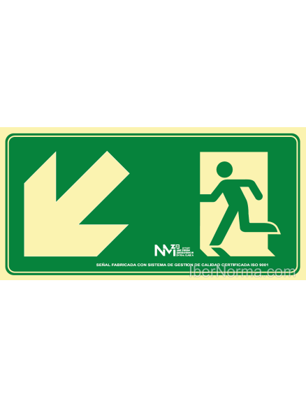 Señal Salida de Emergencia abajo izquierda - PVC - NMZ (Normaluz)