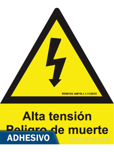 Cartel adhesivo - Alta tensión Peligro de muerte (Eléctrico) - NMZ (Normaluz)