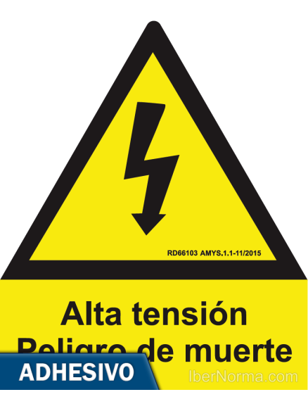 Cartel adhesivo - Alta tensión Peligro de muerte (Eléctrico) - NMZ (Normaluz)