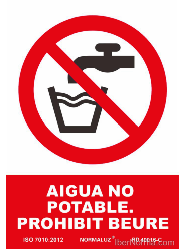 Senyal Aigua no potable. Prohibit beure (Català - Catalán) - PVC - NMZ (Normaluz)