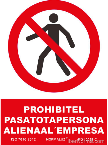 Senyal Prohibit el pas a tota persona aliena a l'empresa (Català - Catalán) - PVC - NMZ (Normaluz)
