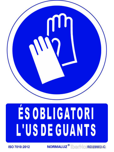 Senyal És obligatori l'ús de guants (Català - Catalán) - PVC - NMZ (Normaluz)