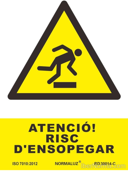 Senyal Atenció! Risc d'ensopegar (Català - Catalán) - PVC - NMZ (Normaluz)