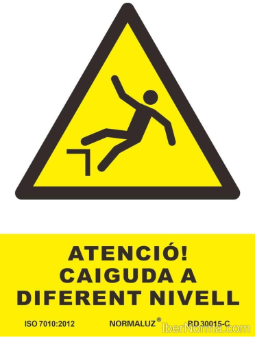 Senyal Atenció! Caiguda a diferent nivell (Català - Catalán) - PVC - NMZ (Normaluz)