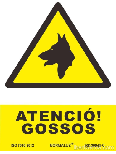 Senyal Atenció! Gossos (Català - Catalán) - PVC - NMZ (Normaluz)