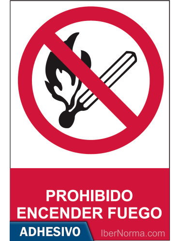 Cartel adhesivo - Prohibido encender fuego - NMZ (Normaluz)