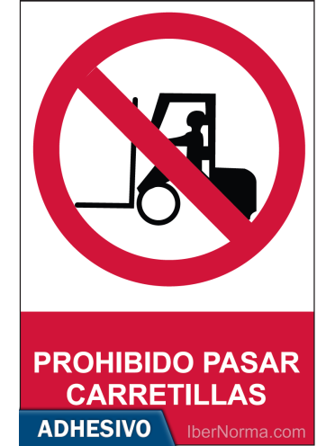 Cartel adhesivo - Prohibido pasar carretillas - NMZ (Normaluz)