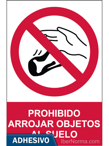 Cartel adhesivo - Prohibido arrojar objetos al suelo - NMZ (Normaluz)