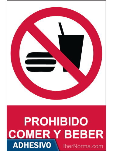Cartel adhesivo - Prohibido comer y beber - NMZ (Normaluz)