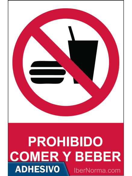Cartel adhesivo - Prohibido comer y beber - NMZ (Normaluz) Cartel adhesivo - Prohibido comer y beber - NMZ (Normaluz)