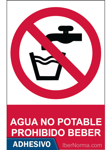 Cartel adhesivo - Agua no potable Prohibido beber - NMZ (Normaluz)