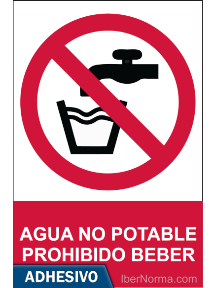 Cartel adhesivo - Agua no potable Prohibido beber - NMZ (Normaluz) Cartel adhesivo - Agua no potable Prohibido beber - NMZ (Normaluz)