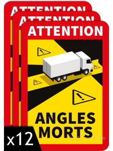 Pegatinas "Attention Angles morts" para Camión (Ángulos muertos) - 12 unidades