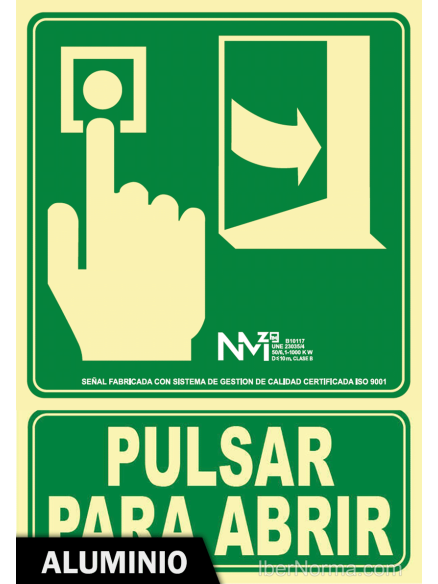 Señal Aluminio Pulsar para Abrir - NMZ (Normaluz) Señal Aluminio Pulsar para Abrir - NMZ (Normaluz)