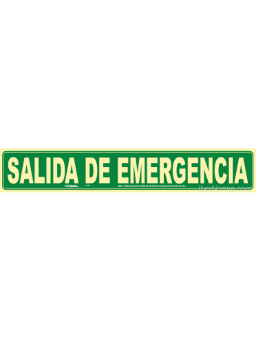 Señal Salida de Emergencia (Largo) - PVC - NMZ (Normaluz)