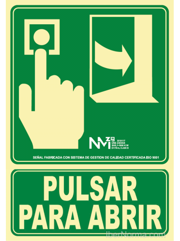 Señal Pulsar para Abrir - PVC - NMZ (Normaluz)
